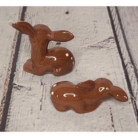 2" Vintage 1956 Hagen Renaker Spotted Fawn Figurines Baby Deer Tiny Set Of 2 - Picture 2 of 4